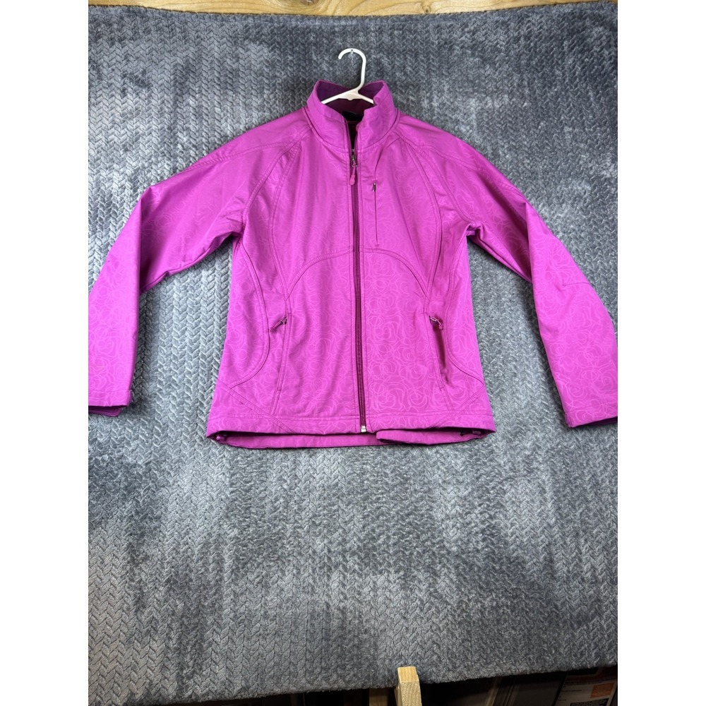 Double Diamond Pink Floral Full Zip Jacket Womens Medium Stretch Pockets 744028